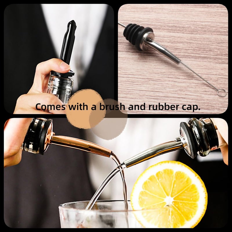 LEGERM Food-Grade Stainless Steel Liquor Pour Spouts with Dust Caps | Leak-Proof Speed Pourer for Liquor & Alcohol Bottles - Brushed Silver, Matte Black, Rose Gold - Image 5